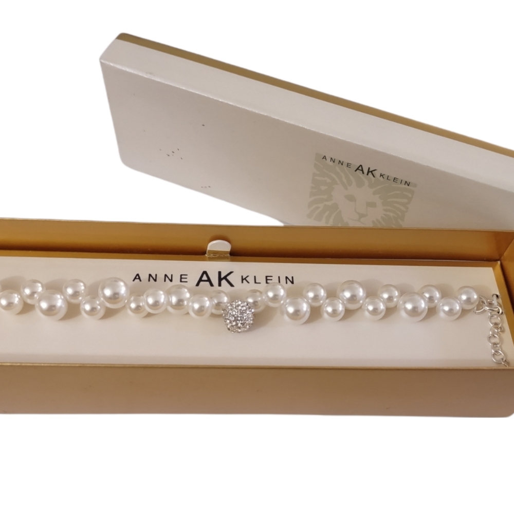 Anne Klein Faux White Pearl Bracelet